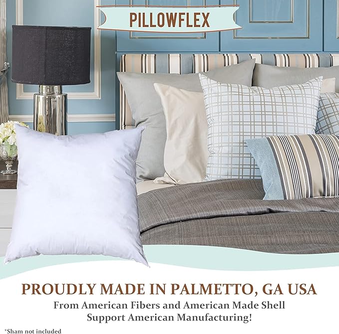 Pillowflex Premium Polyester Throw Pillow Insert - 24x24 - Ultra Soft Square Throw Pillow, Couch Sham, Lumbar, Back, Sofa - Machine Washable - Decorative Accent Form - 1 Soft Pillow