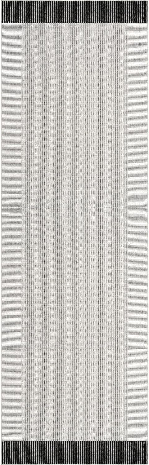 Luul Home Modern Micro Loop Indoor Runner Rugs for Living Room Bedroom Kitchen Geometric Striped Black-White 2x7 Luxury Durable Low and High Pile Non-Shedding Stain Resistant Soft Area Carpet 2 x 7