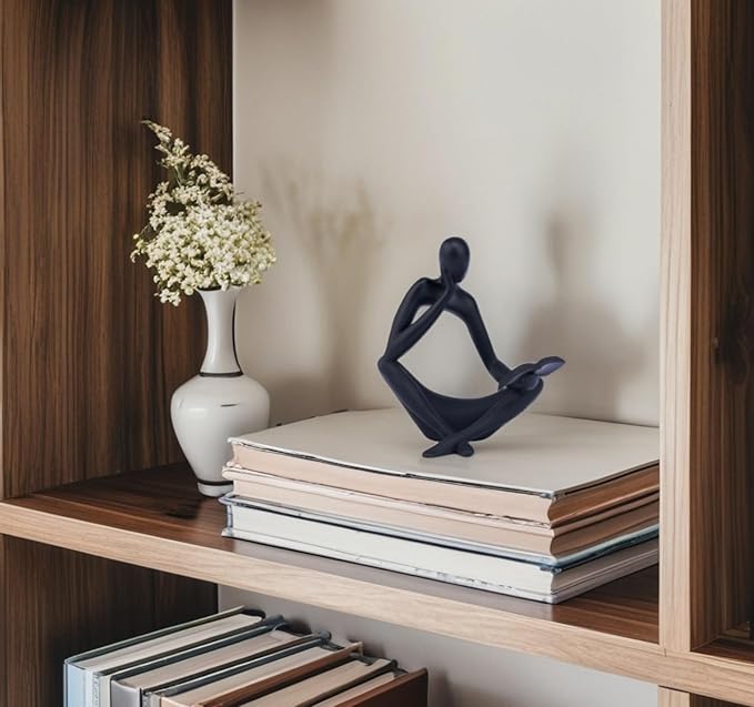 "Reading Woman Thinker Sculpture is a Modern Abstract Decorative Piece, a Favorite Among Book Lovers and Thinkers, Suitable for Placement in Living Rooms, Offices, and bedrooms. (Black B)