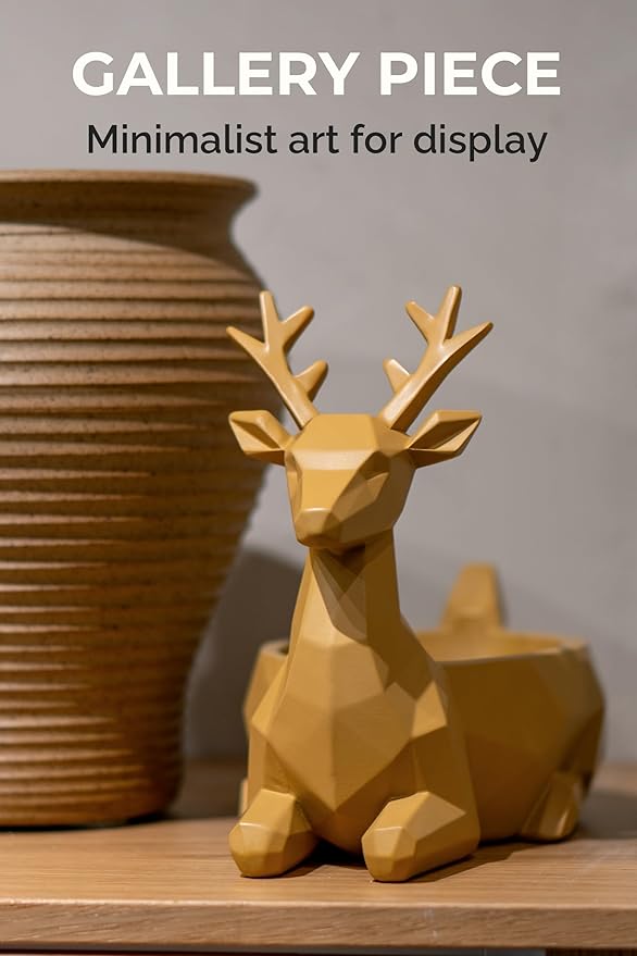 Low-Poly Deer Bowl, Resin Reindeer Statue, Deer Candy Dish & Key Holder, Deer Desk Decor for Living Room, Entryway, Dining Table, Office, Shelves
