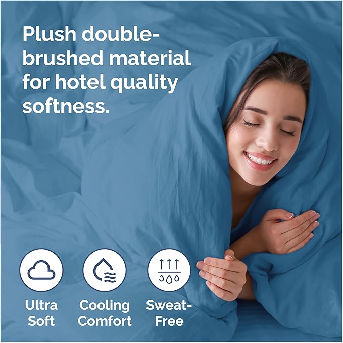 CGK Unlimited Duvet Cover Cal King Size Set - Extra Soft Cal King Size Duvet Cover 104 x 98 with 2 Pillow Shams - Hotel Quality w/Zipper Closures & Ties - Bedding and Bed Linens Set (Denim Blue)