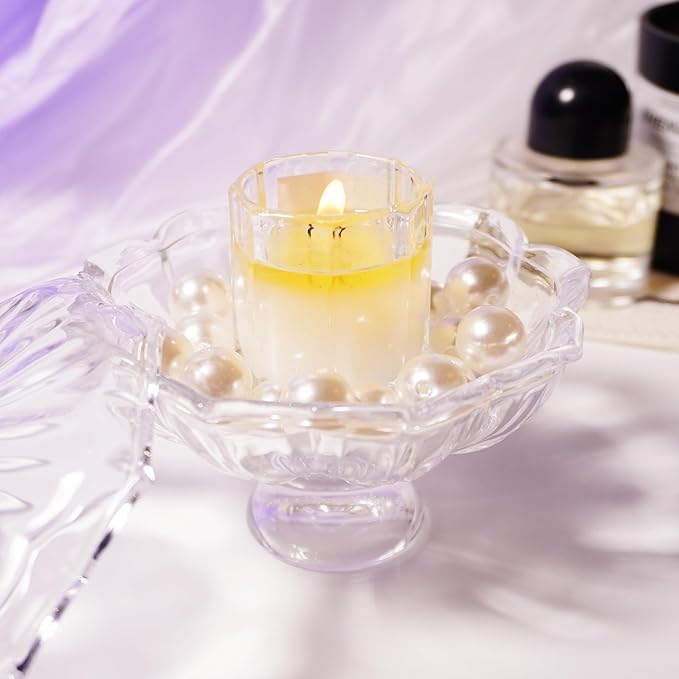 Glass Candy Dish with Lid 4oz, Clear Decorative Crystal Bowl with Thick Base – Small Dessert Bowl for Ice Cream, Jewelry, Candies, Nuts, Candle Holder, Party and Table Decor