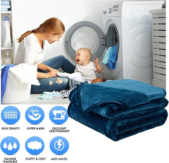Soft King Size Blanket Warm Fuzzy Microplush Lightweight Thermal Fleece Blankets for Couch Bed Sofa,90x108 Inch, Peacock Blue
