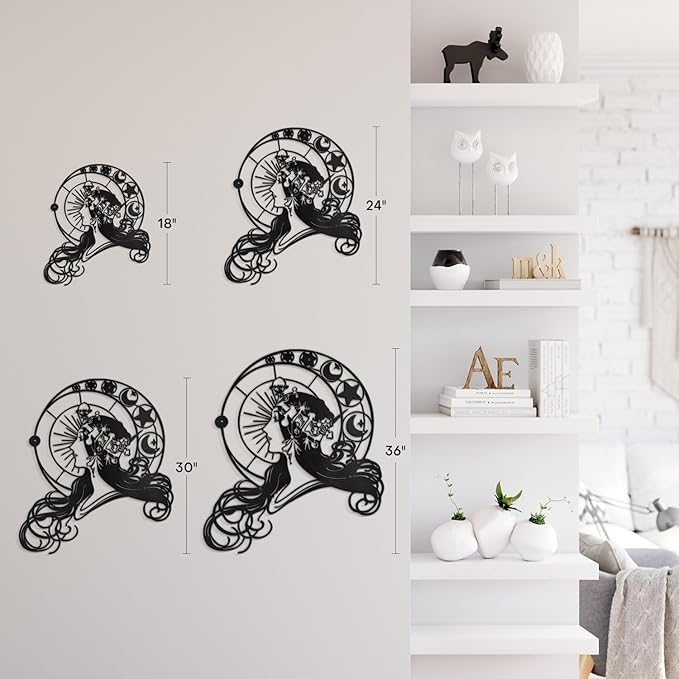 SIGNLEADER Metal Wall Art Decor Woman Wearing Crown Modern Abstract Wall Sculpture Hangings Home Decoration for Living Room, Bedroom, Bathroom, Kitchen, Outdoor - 18" Black
