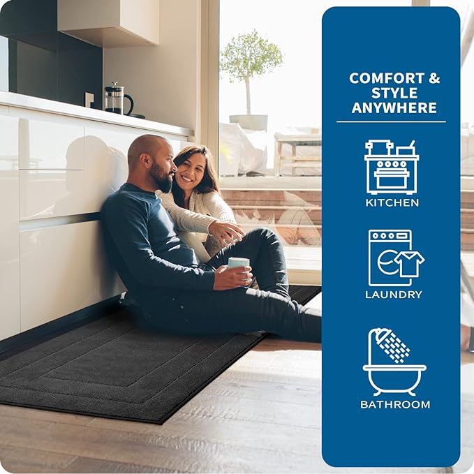 PURRUGS Machine Washable Kitchen Runner Rug 32" x 70", Non-Slip/Skid Hallway Runner Rug, Super Absorbent Soft Area Rug for Kitchen, Hallway & Laundry, Rolled Packaging, Charcoal