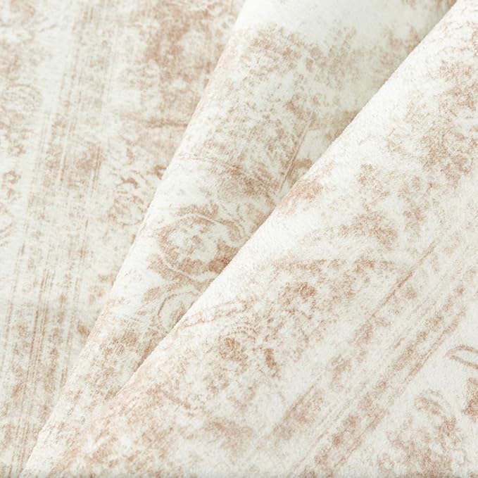 PureCozy Runner Rug 2x8 Cream Hallway Washable Beige Carpet Non Slip Vintage Medallion Beige Carpet Low Pile Soft Distressed Retro Indoor Long Rug for Entryway Kitchen Bathroom Laundry Bedroom