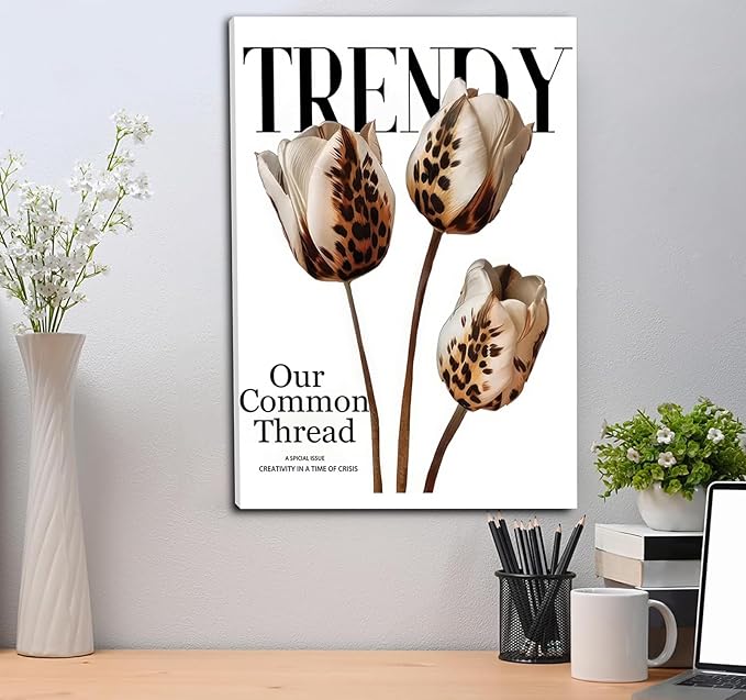 3 Pcs Trendy Leopard Print Wall Art Matchbox Lucky Flower Posters Print Art Leopard Pictures Room Wall Decoration Girl Aesthetics Preppy Style Dorm Decor Suitable for Living Doom Dining Room Bedroom Office Bar Etc
