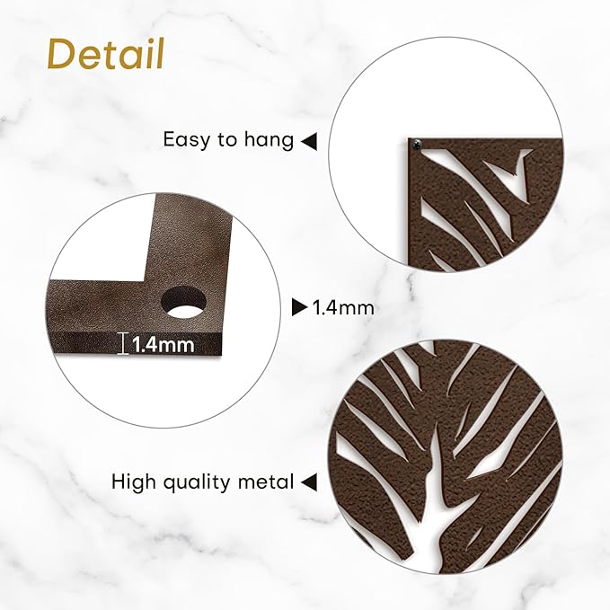 SIGNLEADER Metal Wall Art Decor Bronze Plant Leaves Minimalist Modern Abstract Wall Sculpture Hangings Home Decoration for Living Room, Bedroom, Bathroom, Kitchen, Outdoor - 18" Bronze