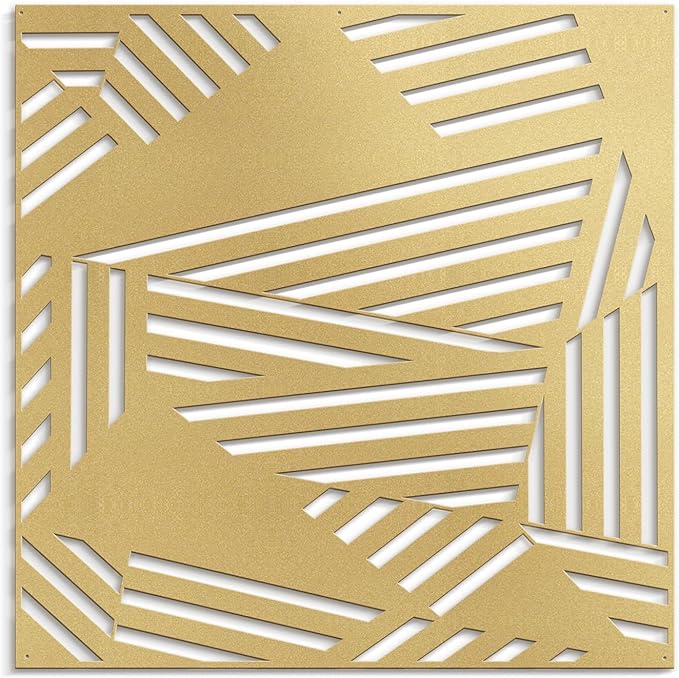 SIGNLEADER Metal Wall Decor Abstract Geometric Minimalist Modern Luxury Wall Sculpture Hangings 3D Statue Home Decoration for Living Room, Bedroom, Bathroom, Kitchen, Fireplace, Office - 18" Gold