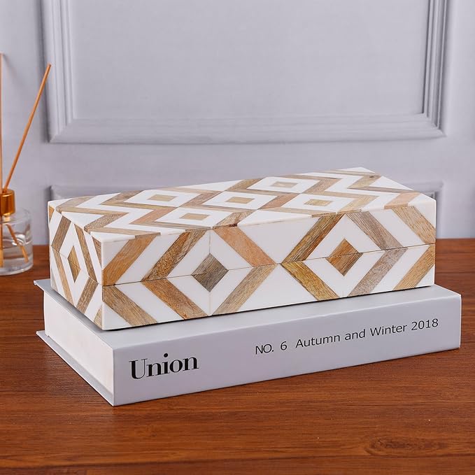 Handicrafts Home Decorative Organizer Box 10x5 – Large Keepsake Box with Lid, Modern Decorative Storage Box, Bohemian Coffee Table Décor, Jewelry & Memory Box, Decorative Accent Box for Home Décor