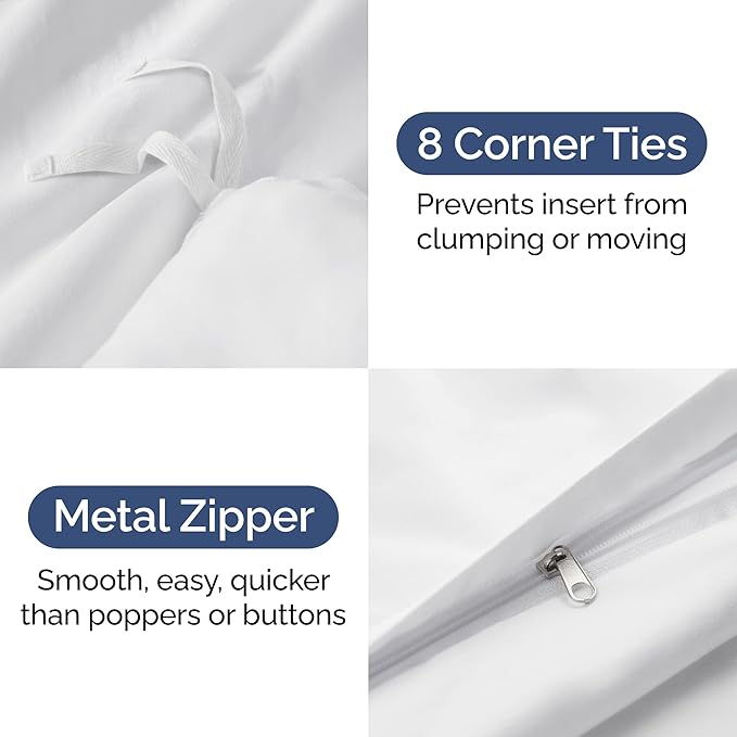 Duvet Cover Twin/Twin XL Size Set - Extra Soft Duvet Cover 68 x 90 with 1 Pillow Sham - Hotel Luxury, Easy Care and Fade Free with Zipper Closures & Ties - Comfy, Cozy Breathable Bedding Set (White)