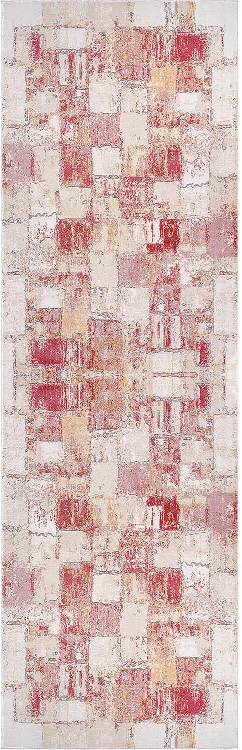 Beverly Rug Modern Abstract Runner Rug 2x7 Luxury Ultra Soft Vintage Indoor Area Rugs for Living Room Stain Resistant Non Shedding Indoor Carpet Alfombras para Salas Modernas (2 x 7 Pink)