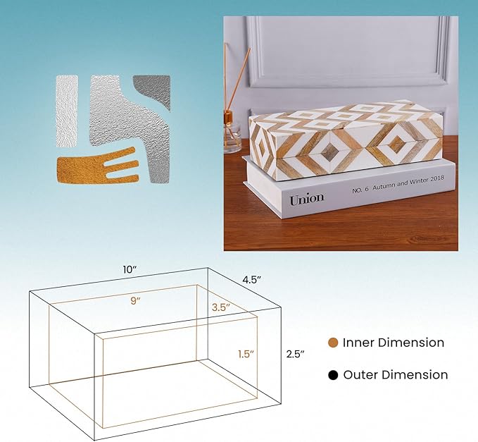 Handicrafts Home Decorative Organizer Box 10x5 – Large Keepsake Box with Lid, Modern Decorative Storage Box, Bohemian Coffee Table Décor, Jewelry & Memory Box, Decorative Accent Box for Home Décor