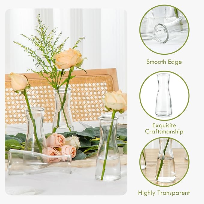 Glass Bud Vases for Centerpieces Set of 12 Small Clear Vase Modern Minimalist Decorative Flower Vases for Wedding Bridal Shower Birthday Party Baby Shower Table Decorations Home Decor