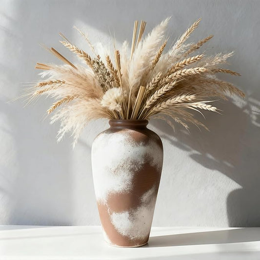 Large Ceramic Vase, 11 inch Minimalist Vase for Home Decor, Handmade Farmhouse Flower Vase for Table Centerpiece, Wedding, Living Room, Kitchen Decoration, Shelf Decor (Rust)