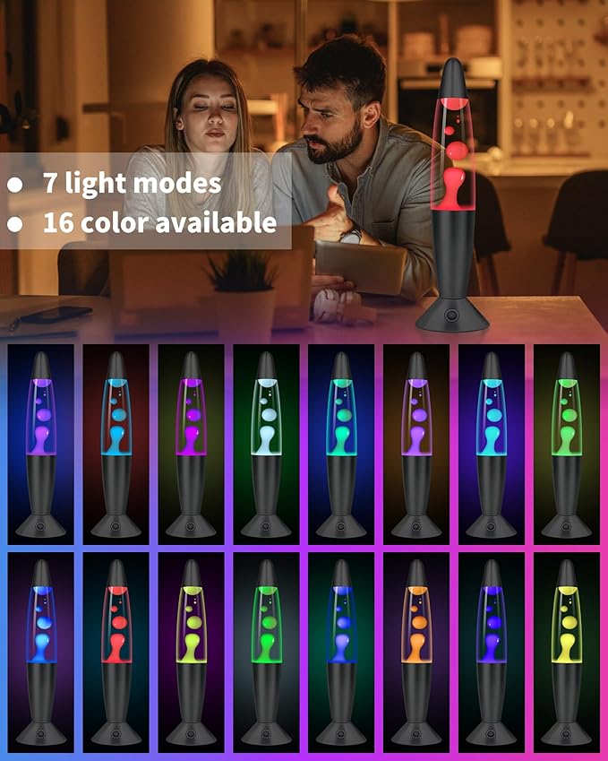 Large Black Liquid Motion Lamps 17 Colors Changing with Remote, 16 Inch Giant LED Table Lamp for Adults Kids, Mood Lighting Night Light for Bedroom Nightstand Office Decor, Birthday Christmas Gifts