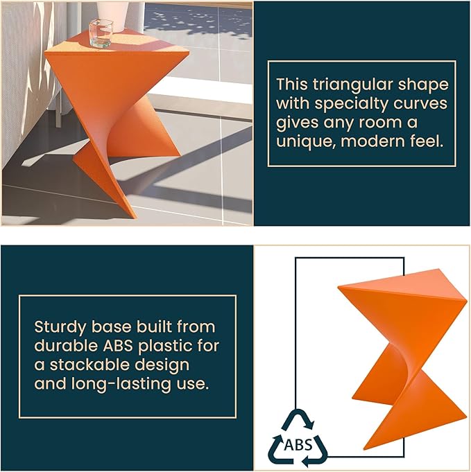 LeisureMod Randolph Modern Vanity Side Table, Orange