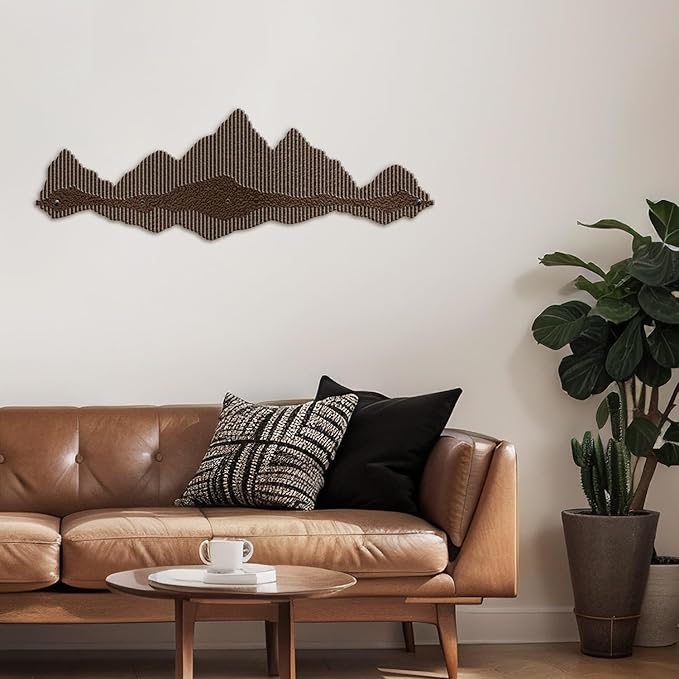 SIGNLEADER Metal Wall Decor Mountains Lines Minimalist Modern Luxury Wall Sculpture Hangings 3D Statue Home Decoration for Living Room, Bedroom, Bathroom, Kitchen, Fireplace, Office - 18" Bronze