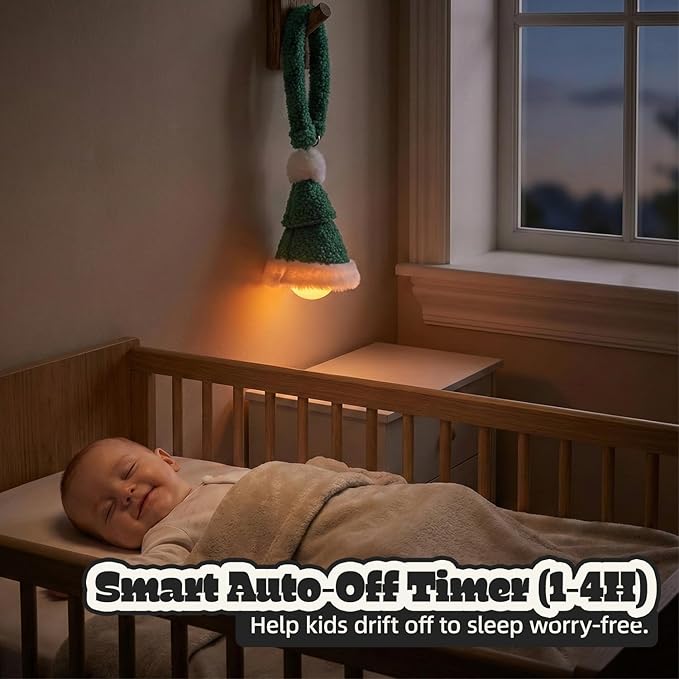 Aesthetic Plush LED Night Light, 1200mAh Rechargeable Mood Lamp, 3 Color Temperatures (Warm/Nature/Cool), 150 Lumens Dimmable Nursery Light with Remote, 1-4H Timer, Bedside Decor, Geen