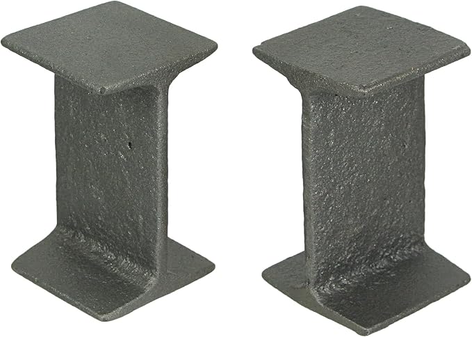 Pair of Cast Iron I-Beam Girder Bookends: Versatile Decorative Rustic Bookshelf Accessories for Mid-Century Modern Farmhouse Home Decor, 5 Inches High