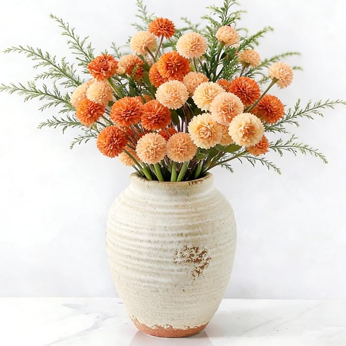 Ceramic Decorative Flower Vase 7 Inch Pottery Rustic Farmhouse Boho Terracotta Vase for Home Decor, Table, Living Room, Bathroom, Shelf, Mantel Decoration