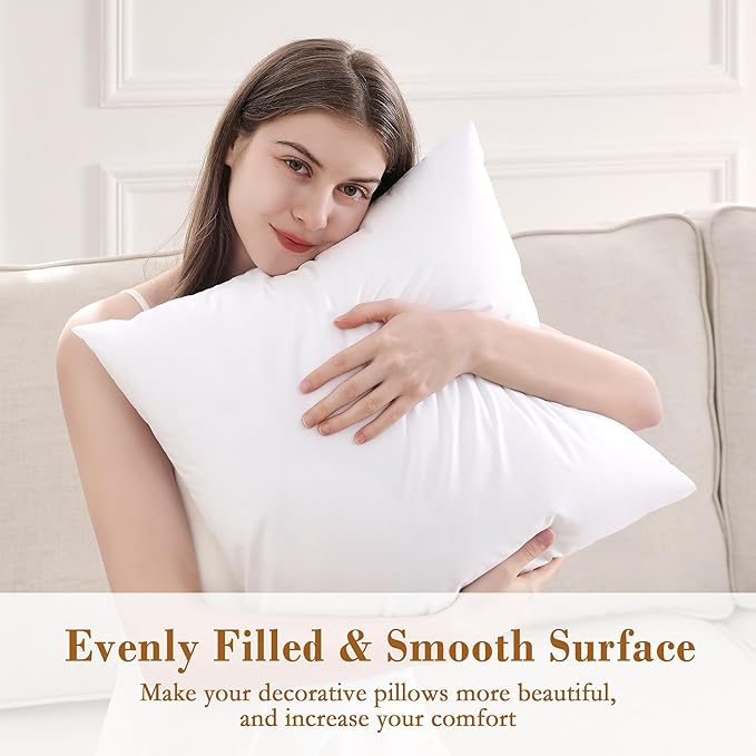 puredown® 20x20 Pillow Inserts, Fluffy Soft Square Form Sham Stuffer Set of 2, Decorative Throw Pillows for Couch, Sofa, Bed and Home Decor