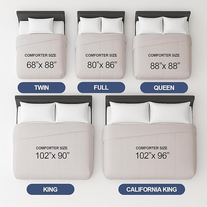 King Size, Light Gray Alternative Down Comforter - Warm, Lightweight, Luxury and Breathable Hotel Quality Bedding Set - All Season Fluffy and Cozy Oversized Cooling Microfiber Duvet Insert Comforter