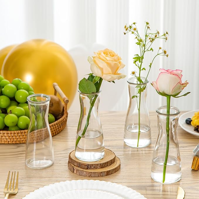 Glass Bud Vases for Centerpieces Set of 12 Small Clear Vase Modern Minimalist Decorative Flower Vases for Wedding Bridal Shower Birthday Party Baby Shower Table Decorations Home Decor