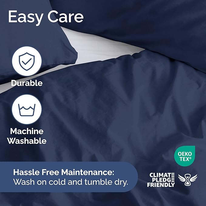 Duvet Cover Full Size Set - Extra Soft Full Size Duvet Cover 80 x 90 with 2 Pillow Shams - Hotel Luxury, Easy Care and Fade Free w/Zipper Closures & Ties - Comfy Breathable Bedding Set (Navy Blue)