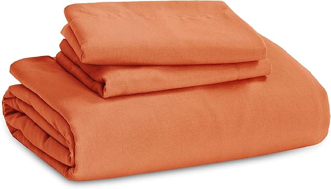 Bedsure Burnt Orange Duvet Cover Queen Size - 3 Pieces Prewashed Cotton-Like Extra Soft Bedding Set, Includes 1 Duvet Cover 90x90 Inches with Zipper Closure & 2 Pillow Shams, Comforter Not Included