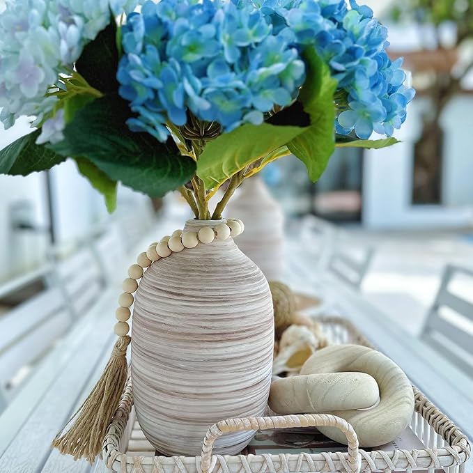 ALMA 9 Inch White Boho Vase for Modern Farmhouse|Ceramic Pampas Grass Vases|Decorative Rustic Vase for Home Decor, Modern Farmhouse, Coffee Table, Shelf, Mantel Decor