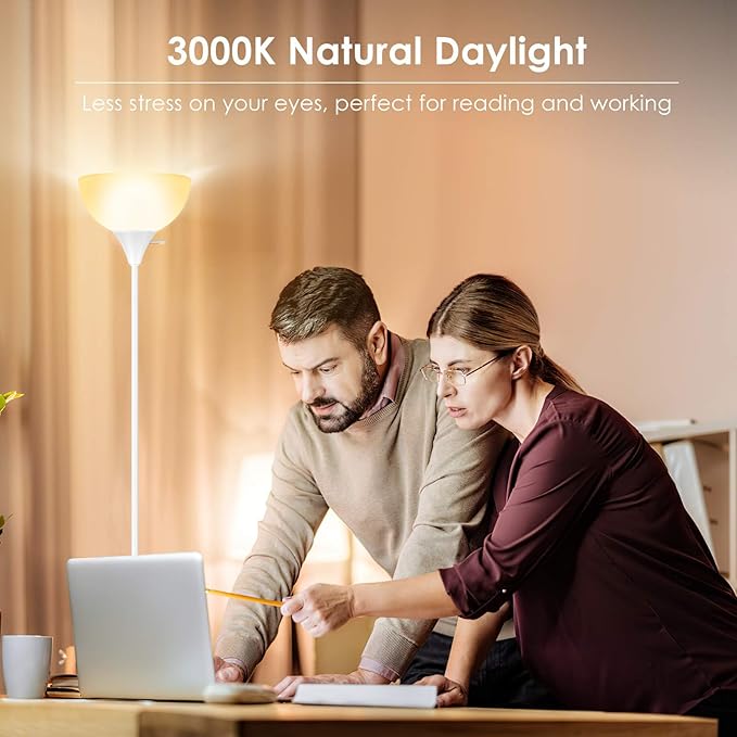 BoostArea Floor Lamp, 70.1” Tall Lamp, LED White Floor Lamp, E26 Base, Eye-Caring, Modern Torchiere Floor Lamps for Living Room, Bedroom, Office（Bulbs not Included
