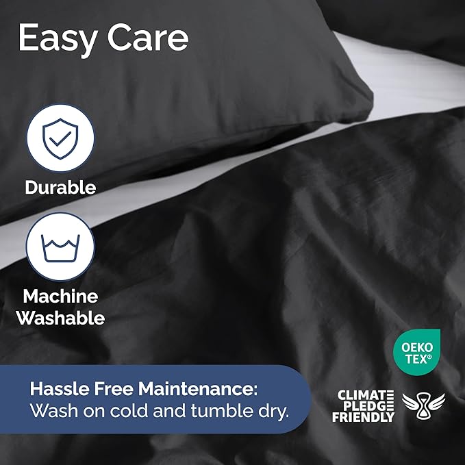 Duvet Cover Full Size Set - Extra Soft Full Size Duvet Cover 80 x 90 with 2 Pillow Shams - Hotel Luxury Quality Easy Care and Fade Free w/Zipper Closures & Ties - Comfy Breathable Bedding Set (Black)