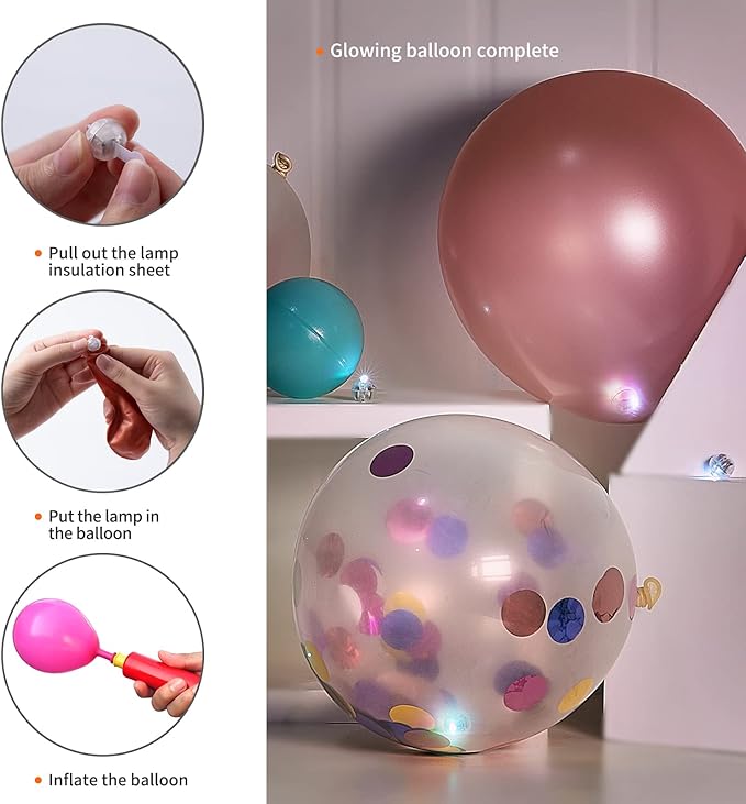 Aogist 100pcs Orange Balloon Lights, Long Standby Time Waterproof Mini Light,Battery Powered,Round LED Ball Lamp for Latex Balloon Paper Lantern Party Wedding Festival Christmas Halloween Decorative