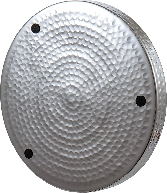 MyGift 11 Inch Silver Round Tray - Hammered Metal Serving Tray & Decorative Silver Platter for Vanity Display - Handcrafted in India