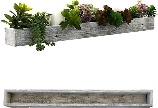 BARNWOODUSA Rustic Centerpiece Barnwood Box Dining Room Table Decorations for Home Décor Coffe Table Décor Planter Box White Wash 35.5" L
