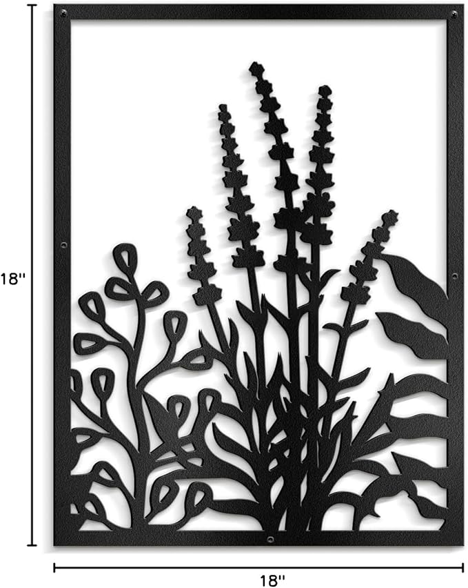 SIGNLEADER Metal Wall Art Decor Botanical Flower Leaves Minimalist Modern Abstract Wall Sculpture Hangings Home Decoration for Living Room, Bedroom, Bathroom, Kitchen, Outdoor - 18" Black