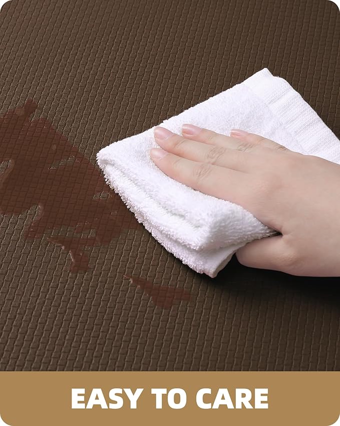 Color&Geometry Anti Fatigue Cushion Kitchen Mat for Floor -17"x79",Long,Easy Clean, Water & Oil Proof, Anti Slip, Foam Rubber Runner Rug for Front Sink Comfort Standing,Brown