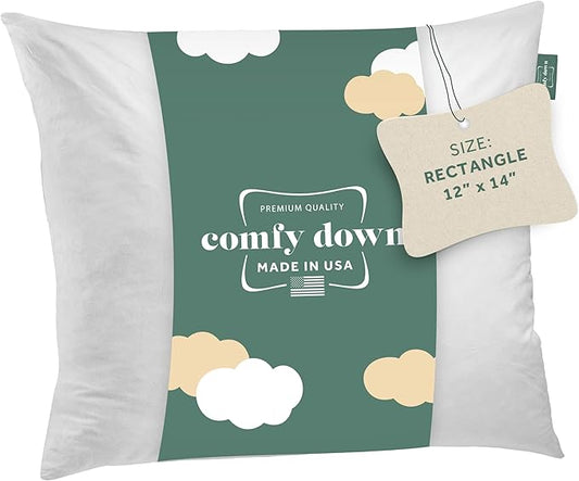 ComfyDown Decorative Throw Pillow Insert, Down and Feather Fill, 100% Cotton Cover, 233 Thread Count - Made in USA (12 X 14)