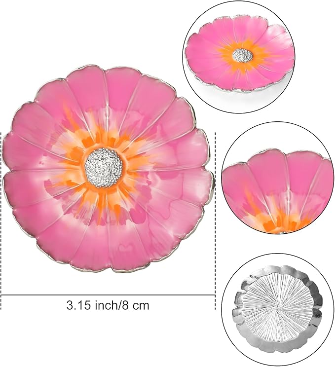 LARAINE Jewelry Dish Display Trinket Tray Flower Home Decorative Organizer Gift Necklace Earring Rings Holder Storage 3.15" (Pink)