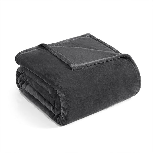 Casa Platino Fleece Blanket Queen Size – 300 GSM Charcoal Grey Fleece Throw for Bed or Couch – Soft Cozy Warm Holiday Bed Blanket for Winter, Fuzzy Plush Elegant Gifts for Men & Women - 90x90 Inch