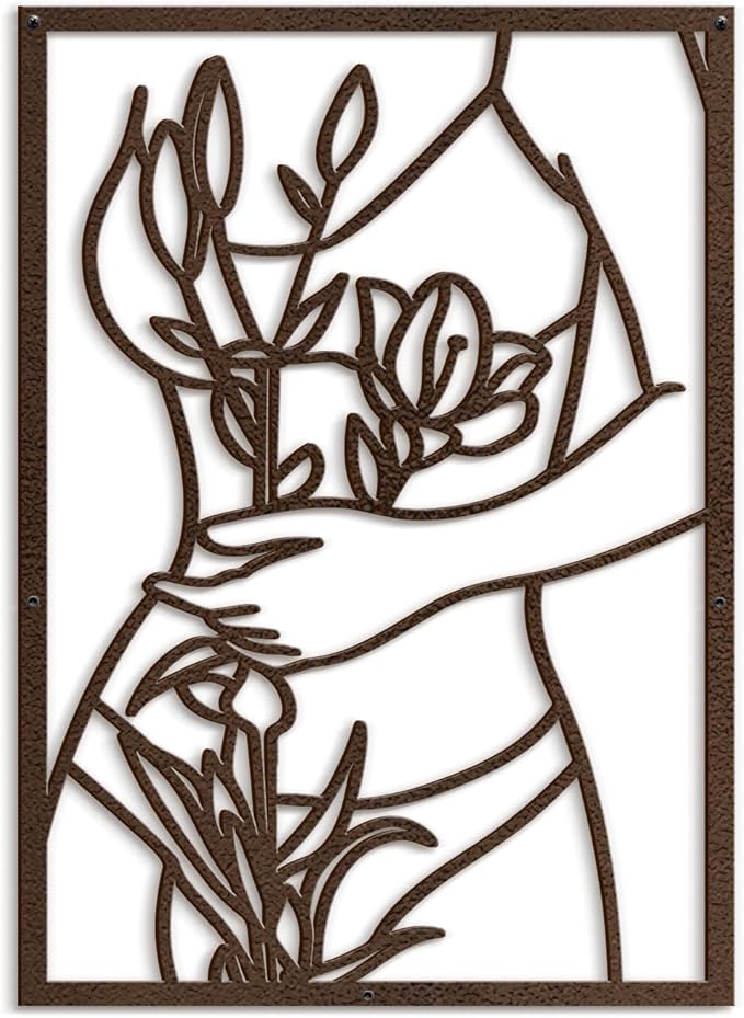 SIGNLEADER Metal Wall Art Decor Women Body Line Modern Abstract Wall Sculpture Hangings Home Decoration for Living Room, Bedroom, Bathroom, Kitchen, Outdoor - 18" Bronze