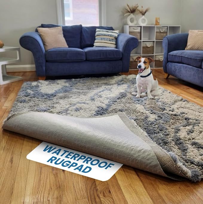 Waterproof Rug Pad, 2x3 ft (1/8" Thin) – Non-Slip Gripper for Carpet & Hardwood Floors – Washable, Pet-Friendly, Protects Floors from Spills, Scratches & Accidents