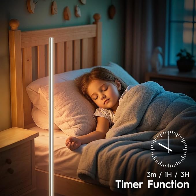 LED Corner Floor Lamp, Set of 2 Minimalist Dimmable Light with Remote, 2700-6500k Color Temperature Stepless Adjustable, 58" Tall Standing Lamp for Living Room, Bedroom, Office, Silver