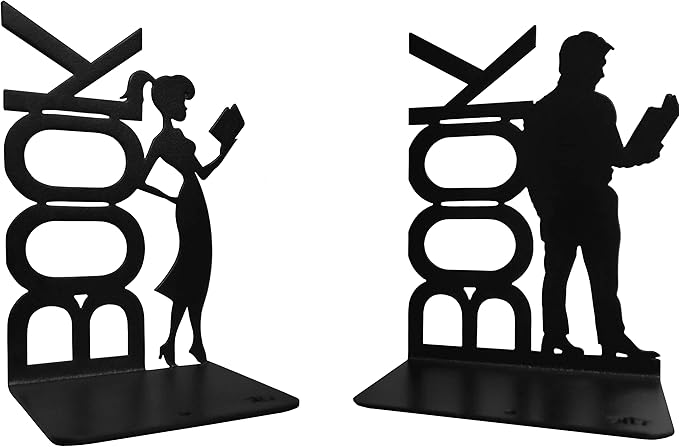Book Metal Bookends,Decorative Bookends, Non Skid Book Ends, Book Stopper for Home/Office Decor/Shelves, Office Bookends, Library bookends, (7 Inch Tall)