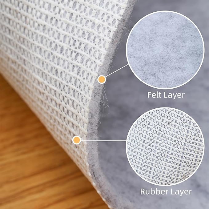 Non Slip Rug Pad, Natural Rubber Backing Rug Pads 1/4” Thick, Felt Rug Gripper Pad, Non Slip Under Carpet Mat, Under Rug Cushion for Hardwood Floors, Carpet Runners (5x7FT)