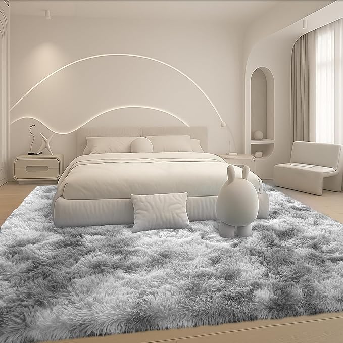 Mtandyx 8x10 Area Rugs Living Room, Large Plush Fluffy Bedroom Carpet, Non-Slip Upgraded Indoor Thick Soft Rug, Modern Plush Carpet Suitable for Kids Home Decor Aesthetics Dorm, Dark Grey.
