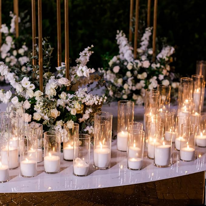 12 Pcs Cylinder Vases Set for Centerpieces, 6/8/10 Inch Tall Clear Glass Vase, Hurricane Floating Candle Holder for Wedding Table Decor, 2.5''/2.7''/3.3''' Diameter (3.3'' X 5.9'',7.9'',9.8'')
