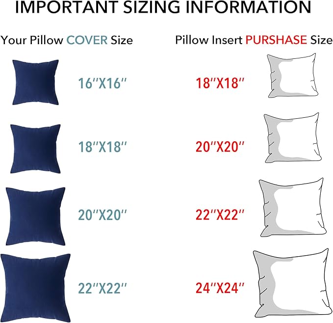 Oubonun 22 x 22 Throw Pillow Inserts (Set of 2) with 100% Cotton Cover - 22 Inch Square Interior Sofa Decorative Pillow Insert Pair - White Couch Pillow