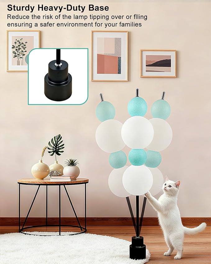 ACOHOOK Blue Globe Floor Lamp - 3 CCT (3000K/4000K/5000K) Dimmable LED, Touch Switch, Modern Tall Standing Lamp for Bedroom, Living Room, Home Office